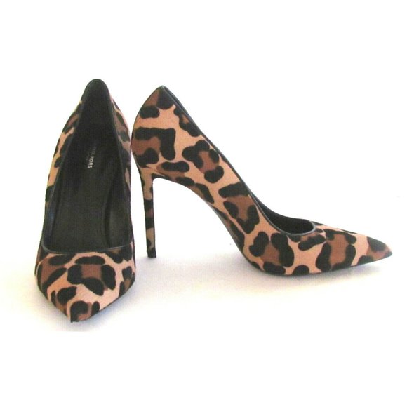 Women's Heels Designer Michael Kors Leopard Calf Hair Pointy Toe Pumps 9.M - Picture 1 of 16